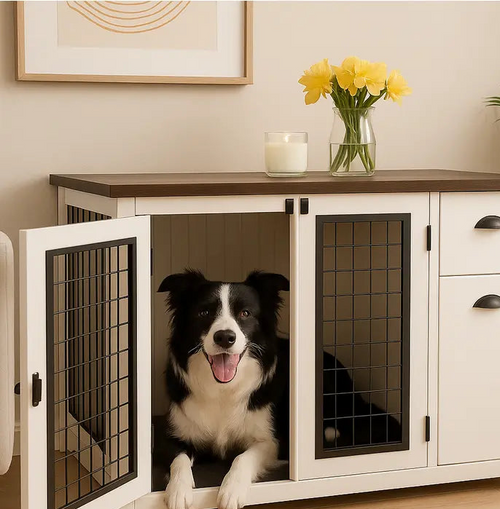Arbor Dual-Door Dog Crate & Side Table Crate Pawzzl